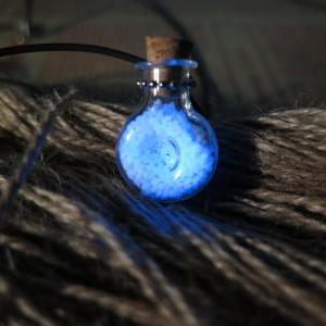 Blue Xo Bottle Glow In The Dark Necklace,glow In..