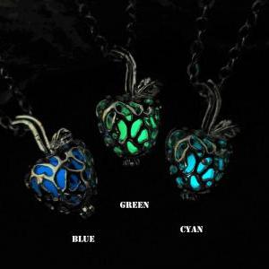 Bule Glow In The Dark Poisoned Apple Necklace,gift..