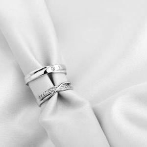 2 Rings- Engraving Infinity Ring, Wedding Band..