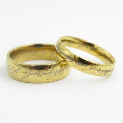 2pcs Golden Lord Of The Rings Stainless Steel..