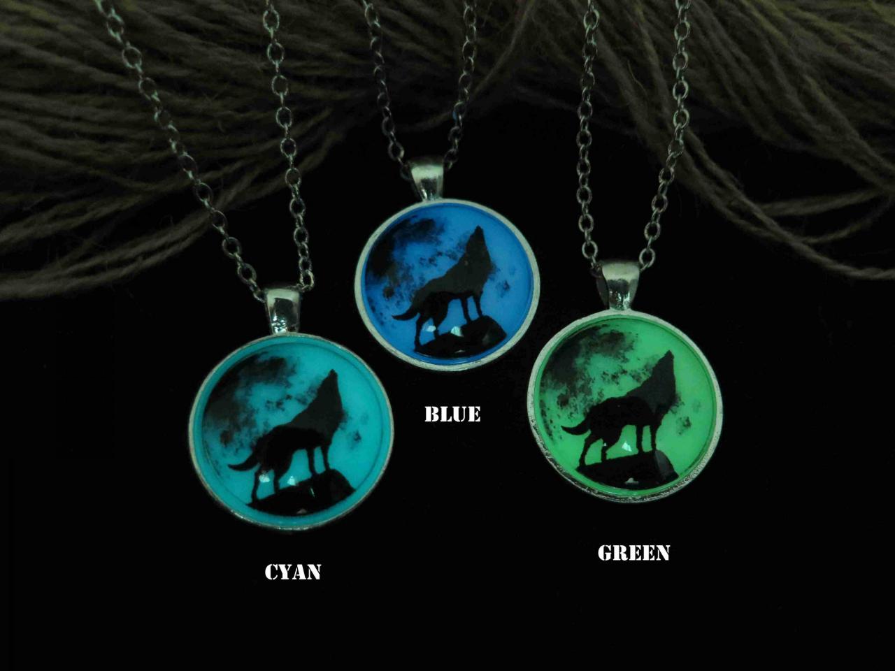 Moon Wolf Glow In The Dark Necklace – Unique Lovers Gift, Noctilucent Pendant For Him Or Her - View #12