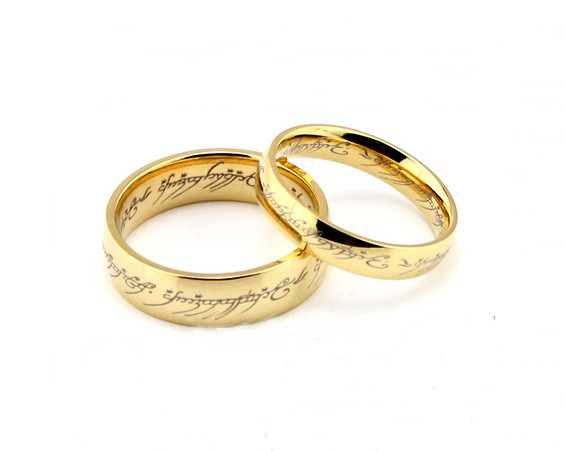 2pcs Golden Lord of the rings stainless steel rings, Wedding Couple Rings, his and hers wedding ring sets, promise rings, matching rings