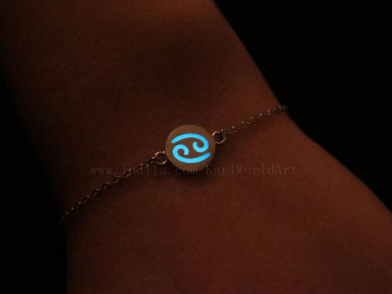 Sterling Silver Cancer Bracelets, Zodiac Sign Bracelets, Astrology Bracelets, Constellation Bracelets, Glowing Bracelets