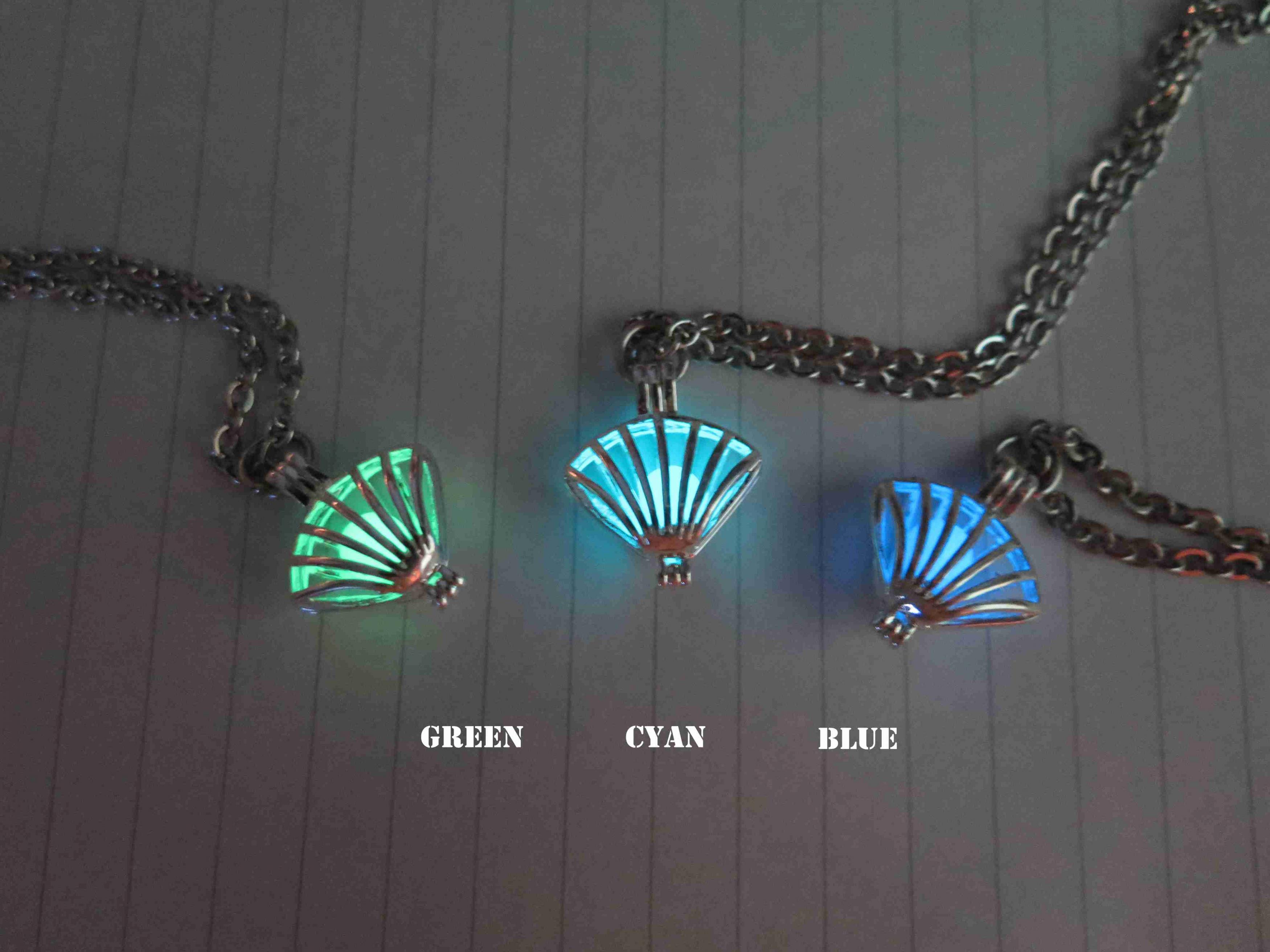 Glow In The Dark,cyan Luminous Shell Necklace, Glow In The Dark Pendant